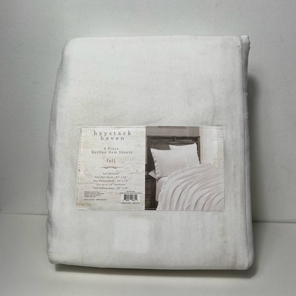 Haystack Haven Bella Full Size 4 Piece Ruffled Hem Sheets Set - Picture 5 of 9